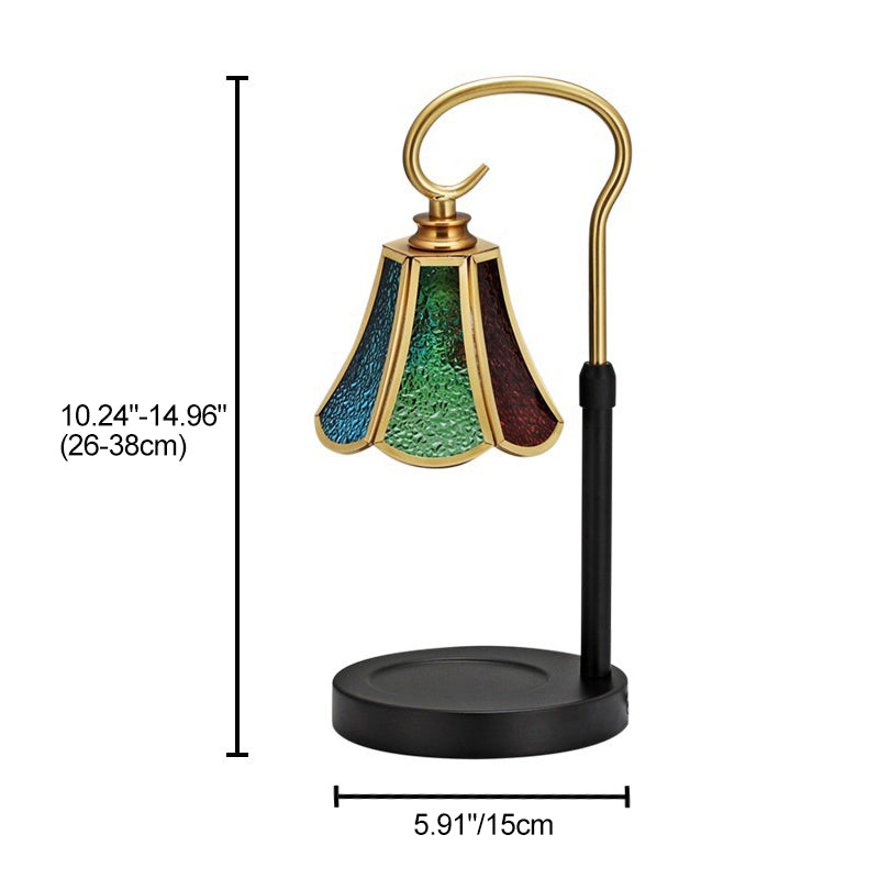 Lampe de table en verre de fer à cône en dentelle rustique traditionnelle à une lumière avec cire fondante pour chambre 