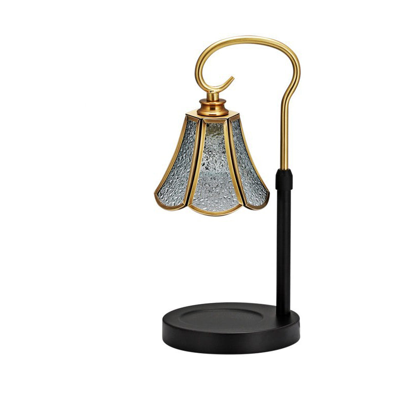 Lámpara de Mesa de Cera Derretida de 1 Luz de Vidrio de Cono de Encaje Levantable de Hierro Rústico Tradicional para Dormitorio 