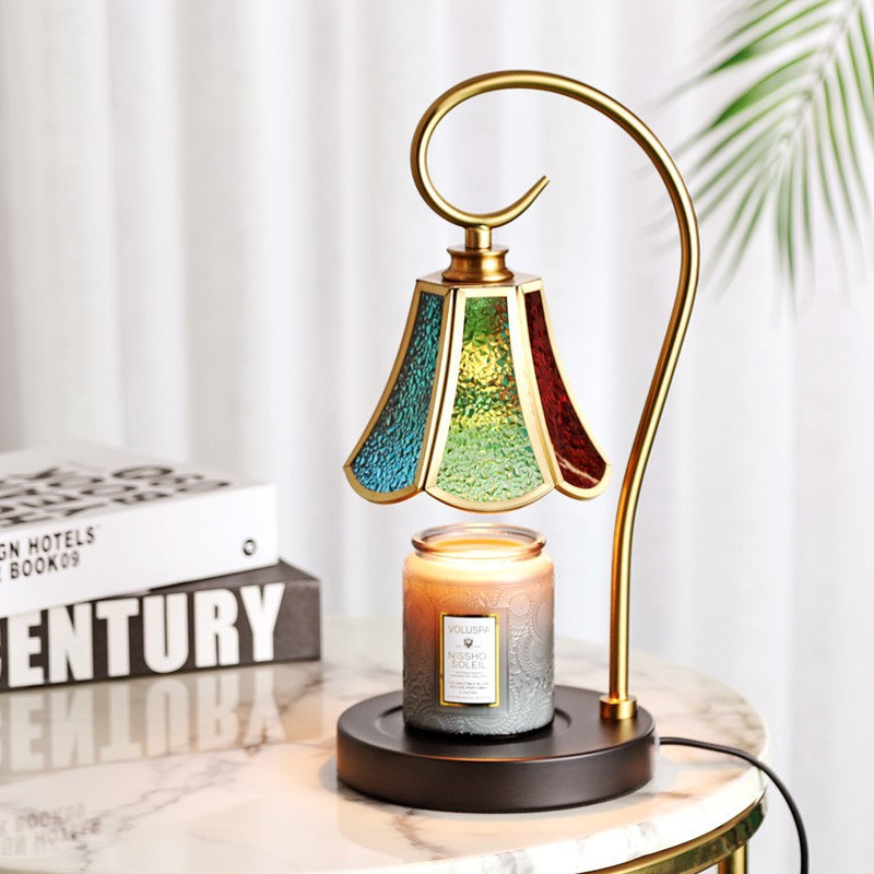 Lampe de table en verre de fer à cône en dentelle rustique traditionnelle à une lumière avec cire fondante pour chambre 