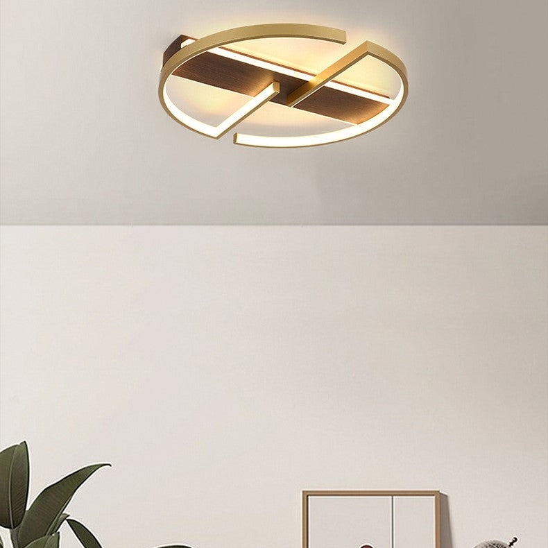 Modern Minimalist Round Rectangle Top Hardware Aluminum LED Flush Mount Ceiling Light For Bedroom