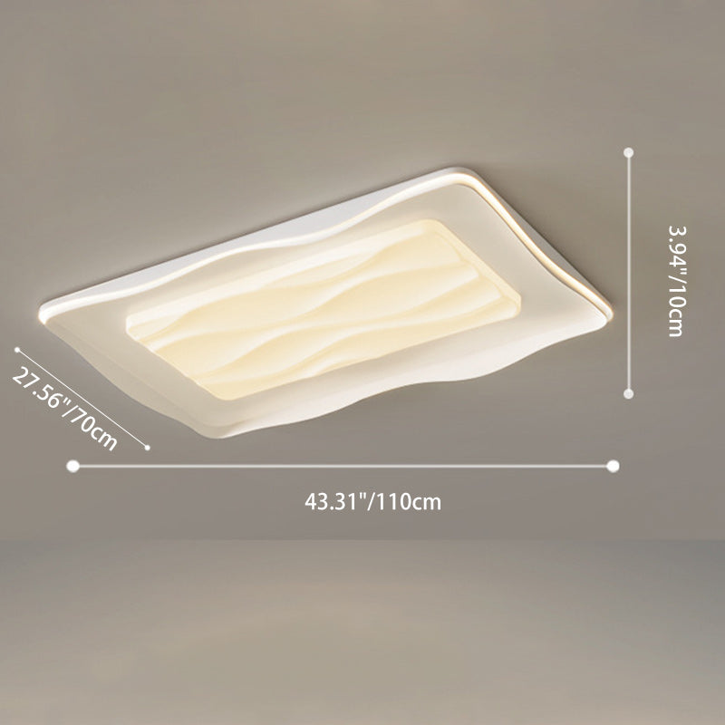Lumière de plafond LED moderne minimaliste rectangulaire carrée en PVC crème pour chambre à coucher 