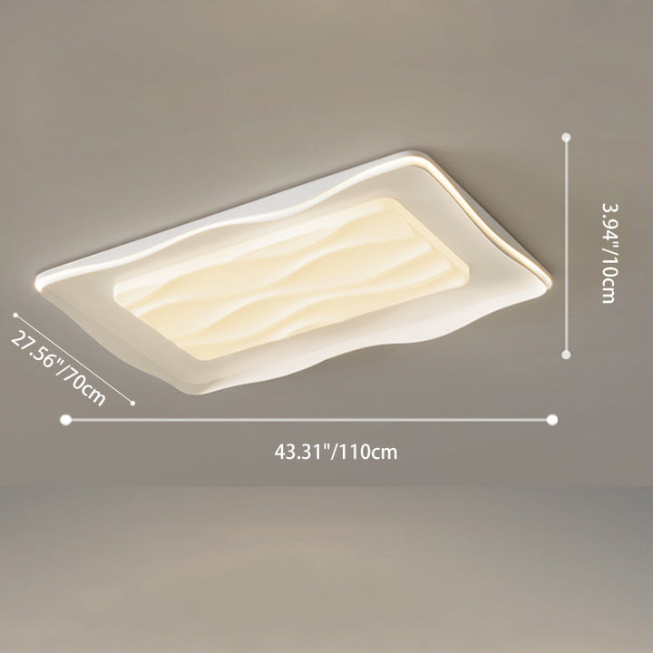 Lumière de plafond LED moderne minimaliste rectangulaire carrée en PVC crème pour chambre à coucher 
