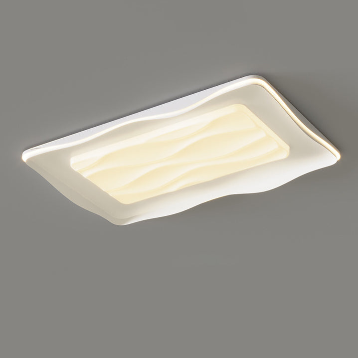 Lumière de plafond LED moderne minimaliste rectangulaire carrée en PVC crème pour chambre à coucher 