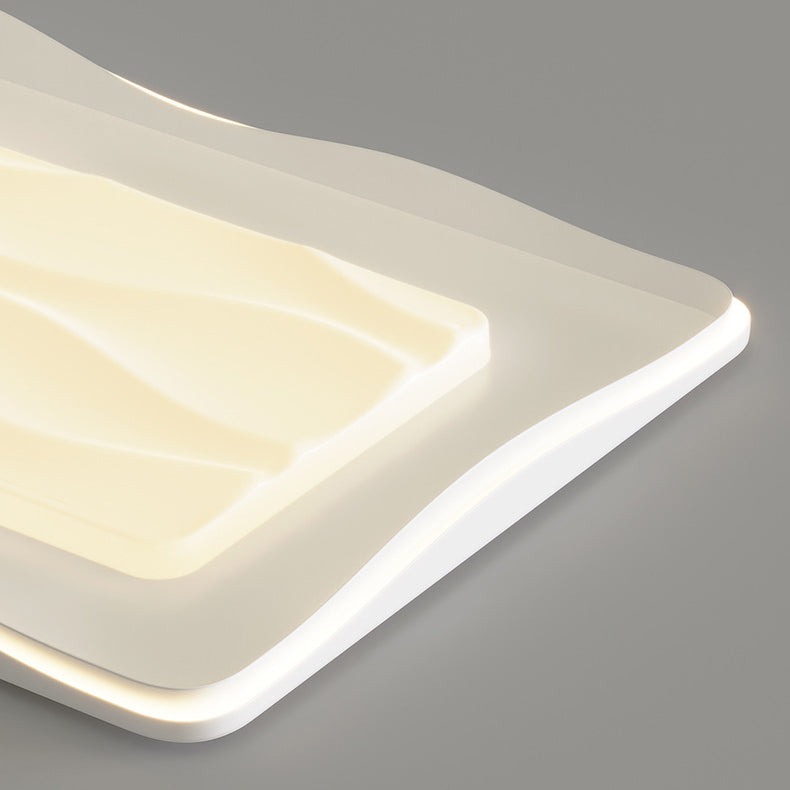 Lumière de plafond LED moderne minimaliste rectangulaire carrée en PVC crème pour chambre à coucher 
