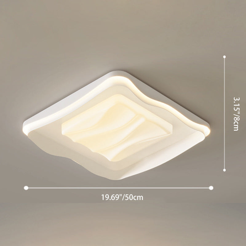 Lumière de plafond LED moderne minimaliste rectangulaire carrée en PVC crème pour chambre à coucher 