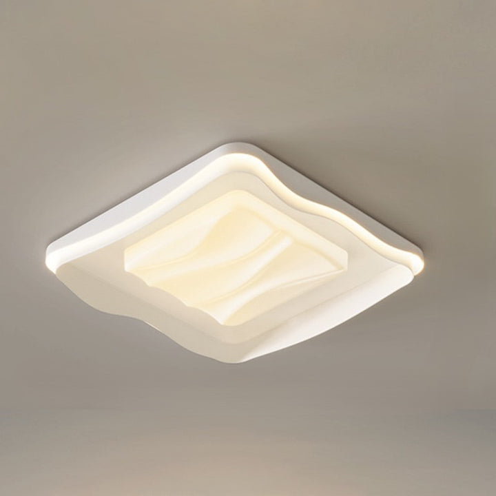 Lumière de plafond LED moderne minimaliste rectangulaire carrée en PVC crème pour chambre à coucher 
