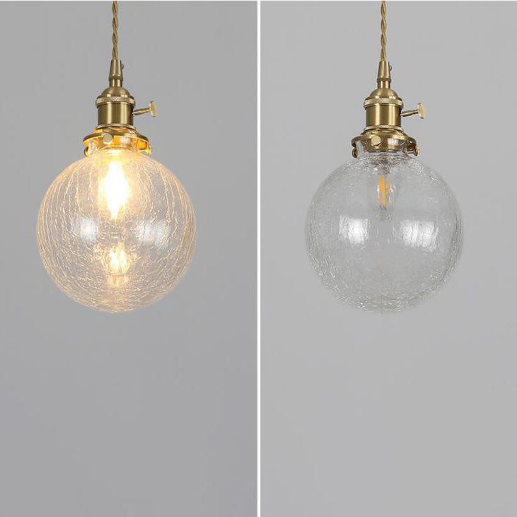 Contemporain Créatif Rond Orbe Diamant Cône Cuivre Verre Suspension 1-Lumière Pour Chambre 