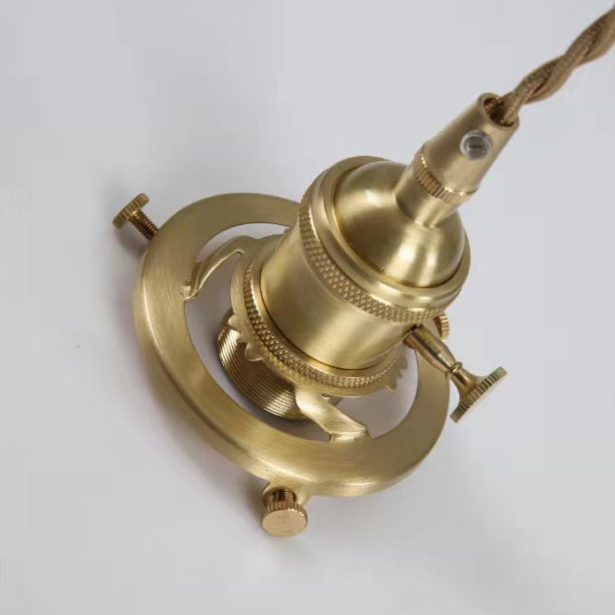 Contemporain Créatif Rond Orbe Diamant Cône Cuivre Verre Suspension 1-Lumière Pour Chambre 