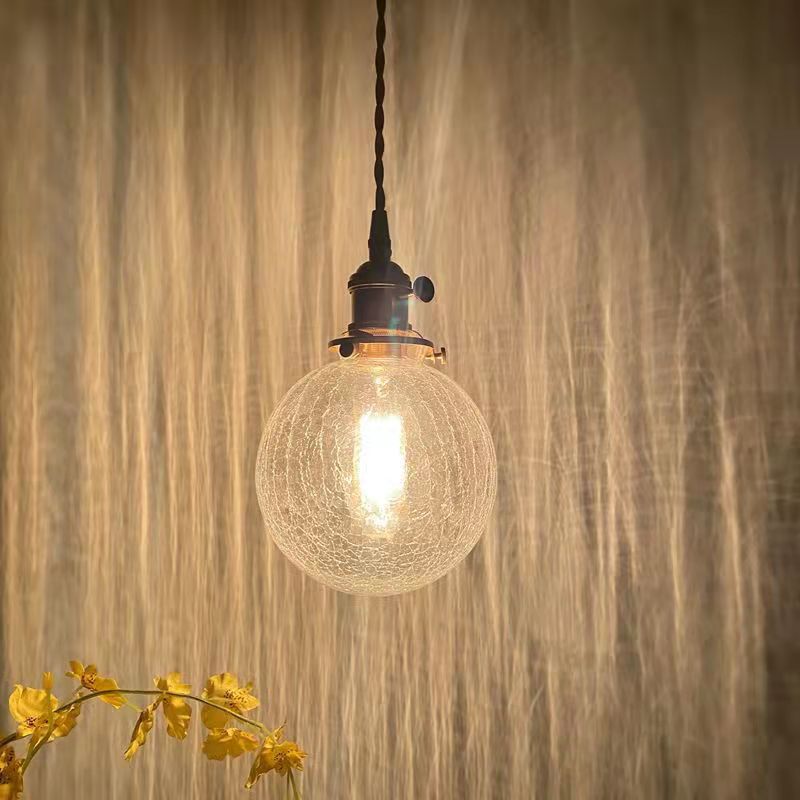 Contemporain Créatif Rond Orbe Diamant Cône Cuivre Verre Suspension 1-Lumière Pour Chambre 