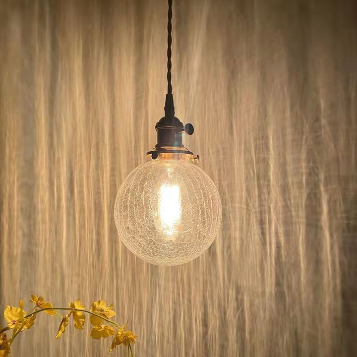 Contemporain Créatif Rond Orbe Diamant Cône Cuivre Verre Suspension 1-Lumière Pour Chambre 