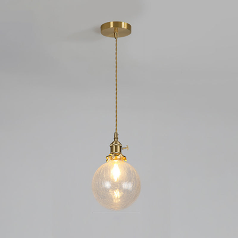 Contemporain Créatif Rond Orbe Diamant Cône Cuivre Verre Suspension 1-Lumière Pour Chambre 