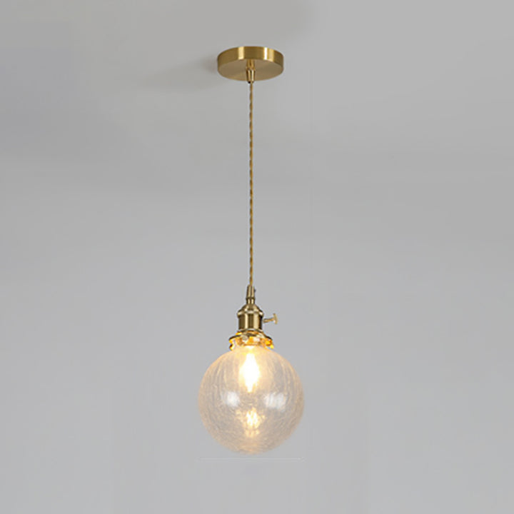 Contemporain Créatif Rond Orbe Diamant Cône Cuivre Verre Suspension 1-Lumière Pour Chambre 
