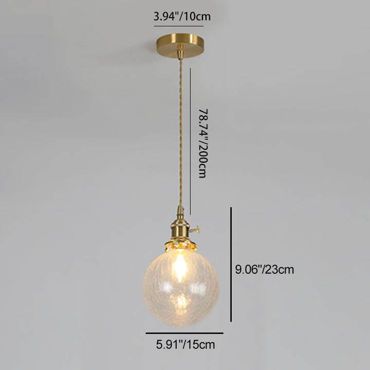 Contemporain Créatif Rond Orbe Diamant Cône Cuivre Verre Suspension 1-Lumière Pour Chambre 