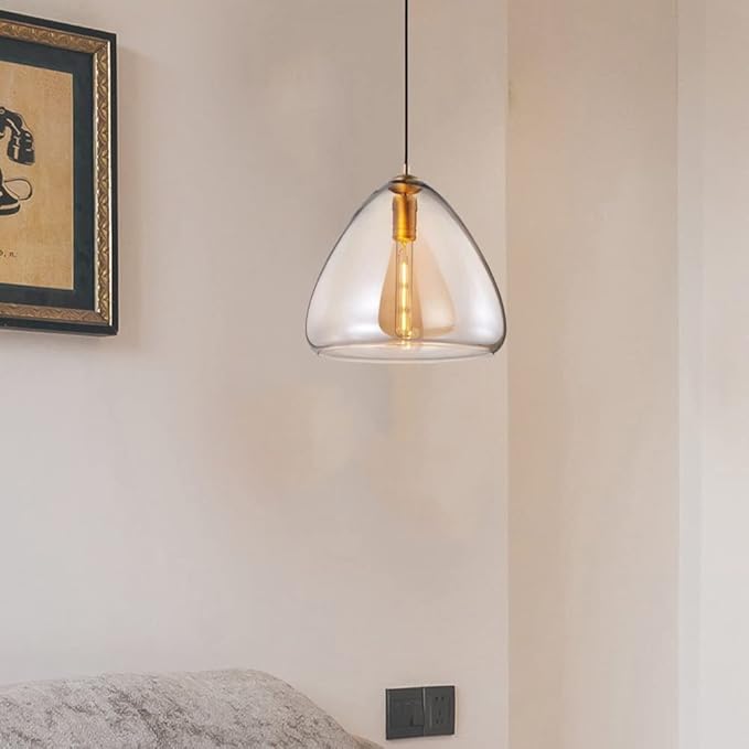Zeitgenössische skandinavische Kegel-Metall-Glas-Pendelleuchte mit 1 Licht für das Esszimmer 