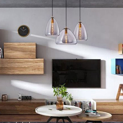 Contemporary Scandinavian Cone Metal Glass 1-Light Pendant Light For Dining Room