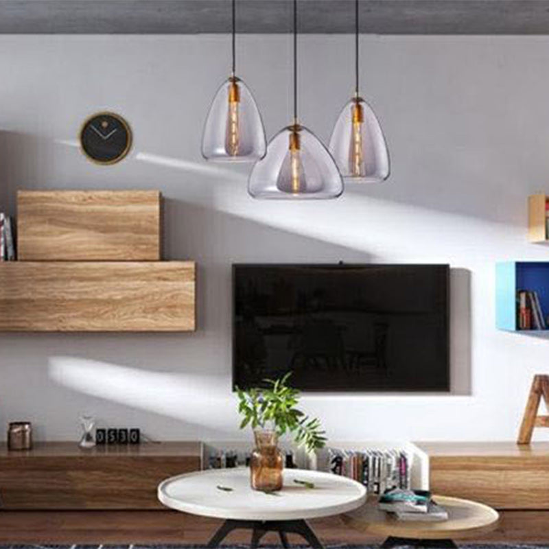 Contemporary Scandinavian Cone Metal Glass 1-Light Pendant Light For Dining Room