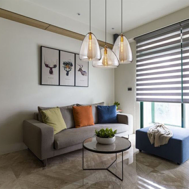 Contemporary Scandinavian Cone Metal Glass 1-Light Pendant Light For Dining Room