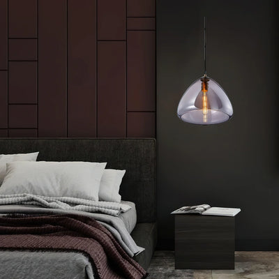 Contemporary Scandinavian Cone Metal Glass 1-Light Pendant Light For Dining Room