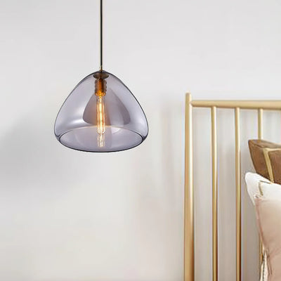 Contemporary Scandinavian Cone Metal Glass 1-Light Pendant Light For Dining Room