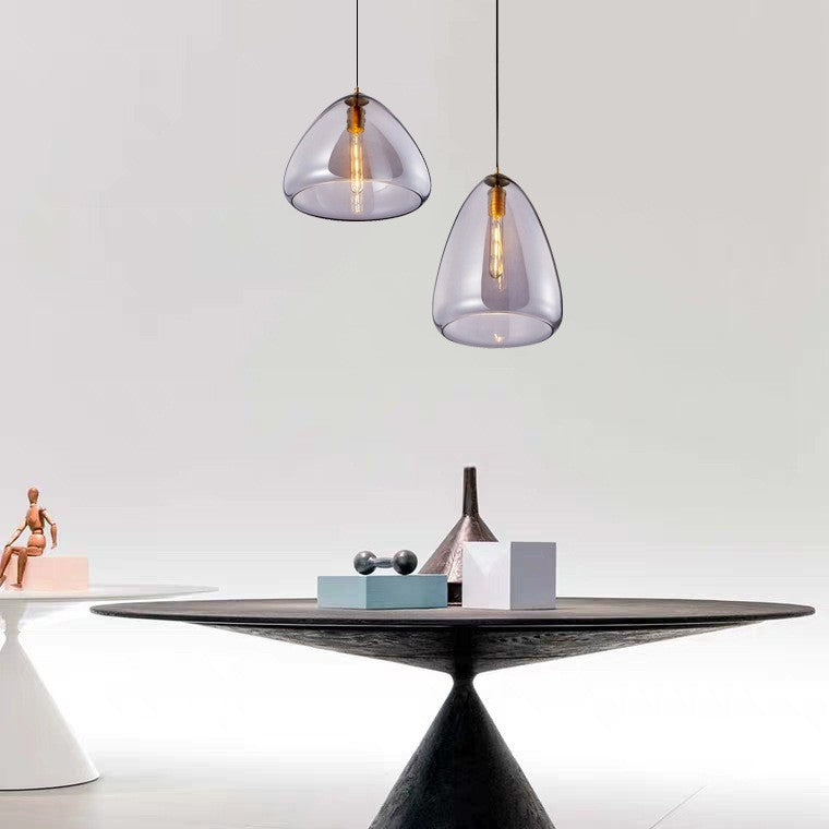 Contemporary Scandinavian Cone Metal Glass 1-Light Pendant Light For Dining Room