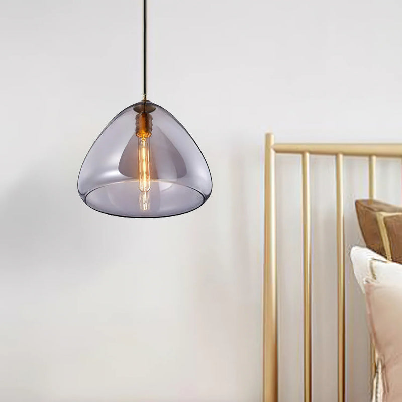 Contemporary Scandinavian Cone Metal Glass 1-Light Pendant Light For Dining Room
