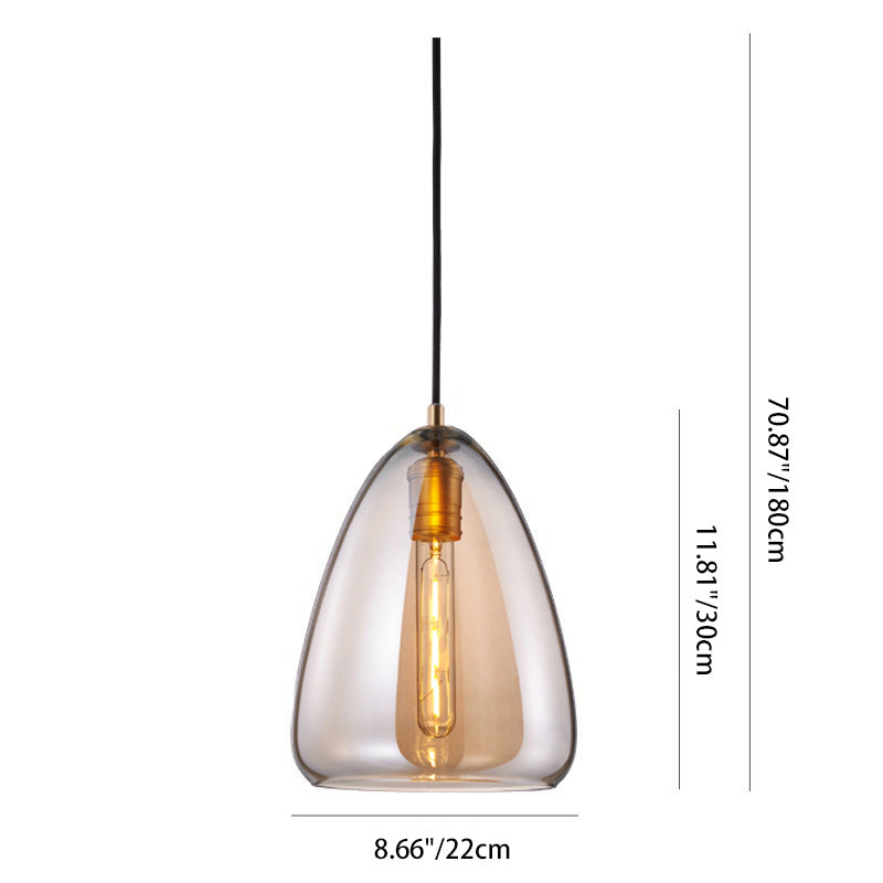 Contemporary Scandinavian Cone Metal Glass 1-Light Pendant Light For Dining Room