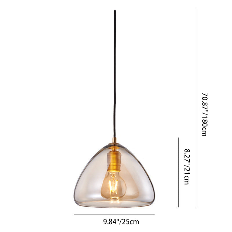 Contemporary Scandinavian Cone Metal Glass 1-Light Pendant Light For Dining Room