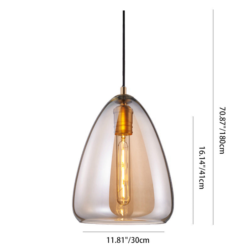 Contemporary Scandinavian Cone Metal Glass 1-Light Pendant Light For Dining Room