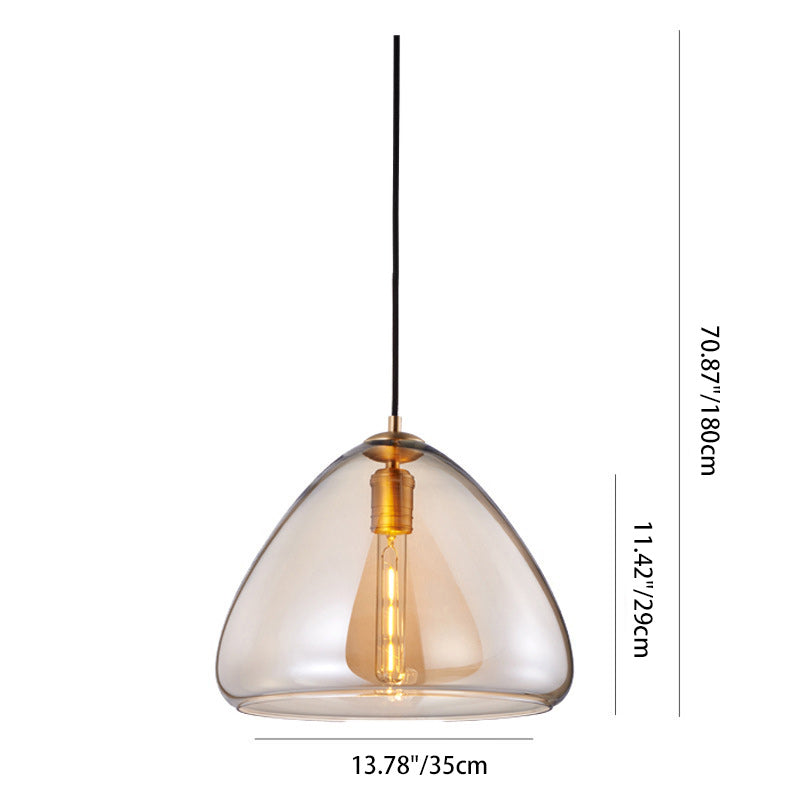 Contemporary Scandinavian Cone Metal Glass 1-Light Pendant Light For Dining Room