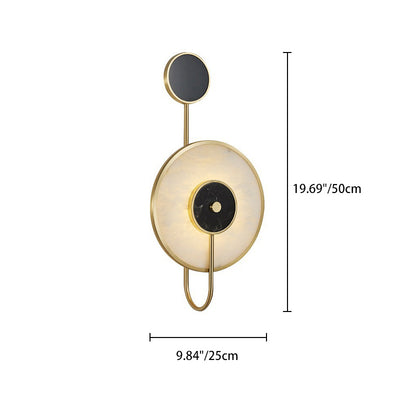 Moderne Mid-Century Runde Eisen Kupfer Marmor LED Wandleuchte für das Schlafzimmer 