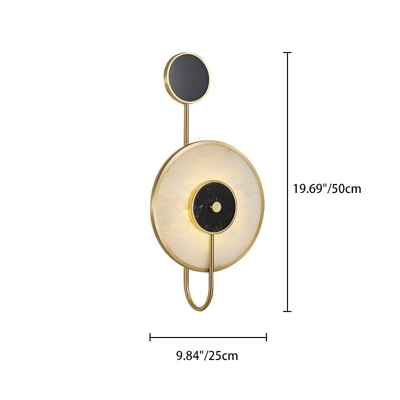 Moderne Mid-Century Runde Eisen Kupfer Marmor LED Wandleuchte für das Schlafzimmer 