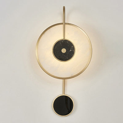 Moderne Mid-Century Runde Eisen Kupfer Marmor LED Wandleuchte für das Schlafzimmer 