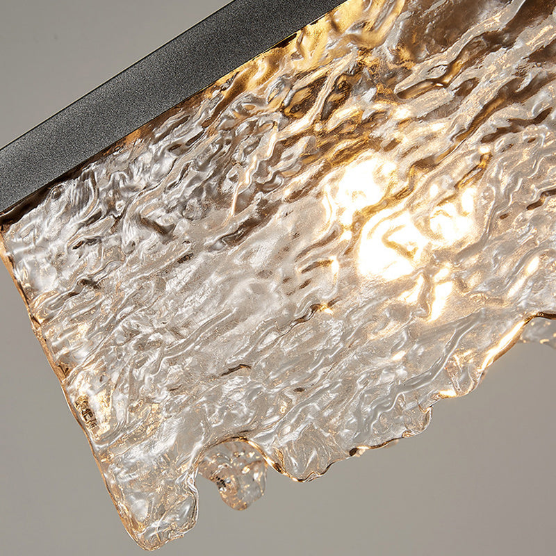 Contemporary Industrial Square Rectangle Iron Glass 1/2 Light Chandelier For Dining Room