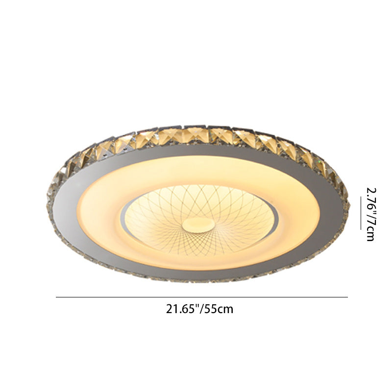 Lumière de plafond LED encastrée moderne en acier inoxydable rond de luxe avec cristal acrylique pour chambre 