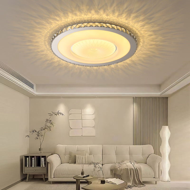 Lumière de plafond LED encastrée moderne en acier inoxydable rond de luxe avec cristal acrylique pour chambre 