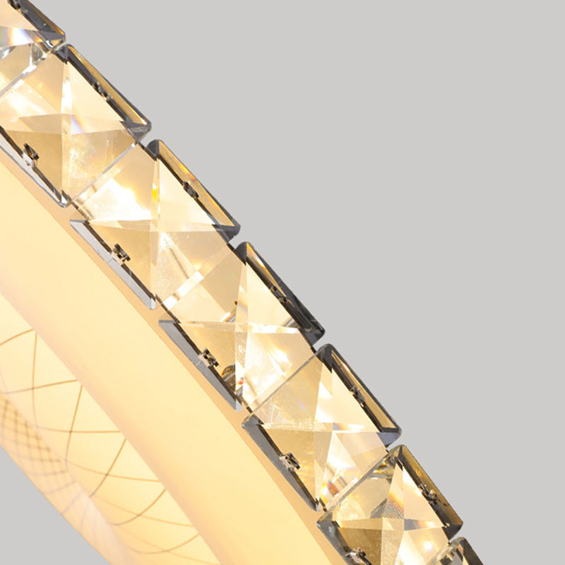 Lumière de plafond LED encastrée moderne en acier inoxydable rond de luxe avec cristal acrylique pour chambre 