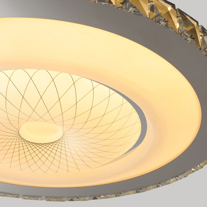 Lumière de plafond LED encastrée moderne en acier inoxydable rond de luxe avec cristal acrylique pour chambre 