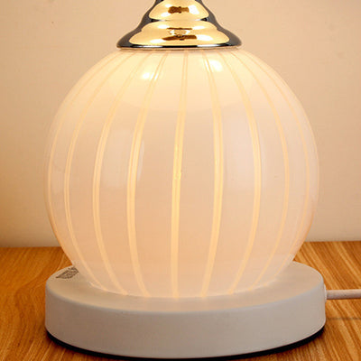 Modern Minimalist Round Semicircle Orb Iron Glass 2-Light Table Lamp For Bedroom