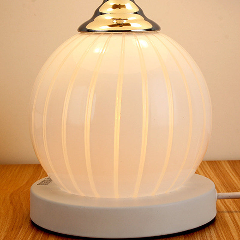 Modern Minimalist Round Semicircle Orb Iron Glass 2-Light Table Lamp For Bedroom