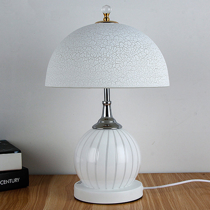Lampe de table moderne minimaliste ronde en demi-cercle en fer et verre à 2 lumières pour chambre 