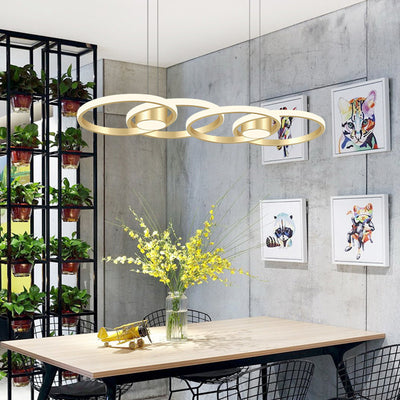 Contemporary Scandinavian Round Circle Aluminum LED Island Light Chandelier For Dining Room