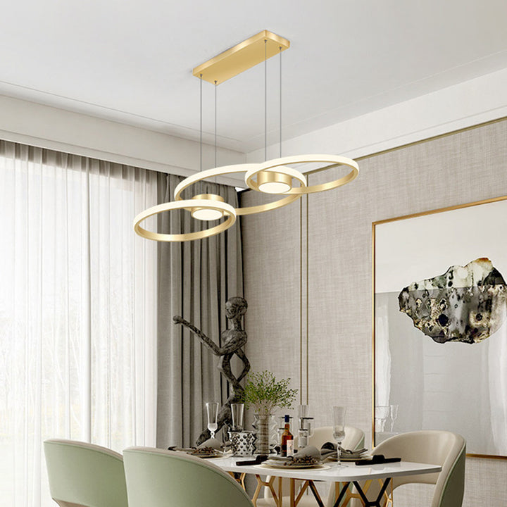 Contemporary Scandinavian Round Circle Aluminum LED Island Light Chandelier For Dining Room