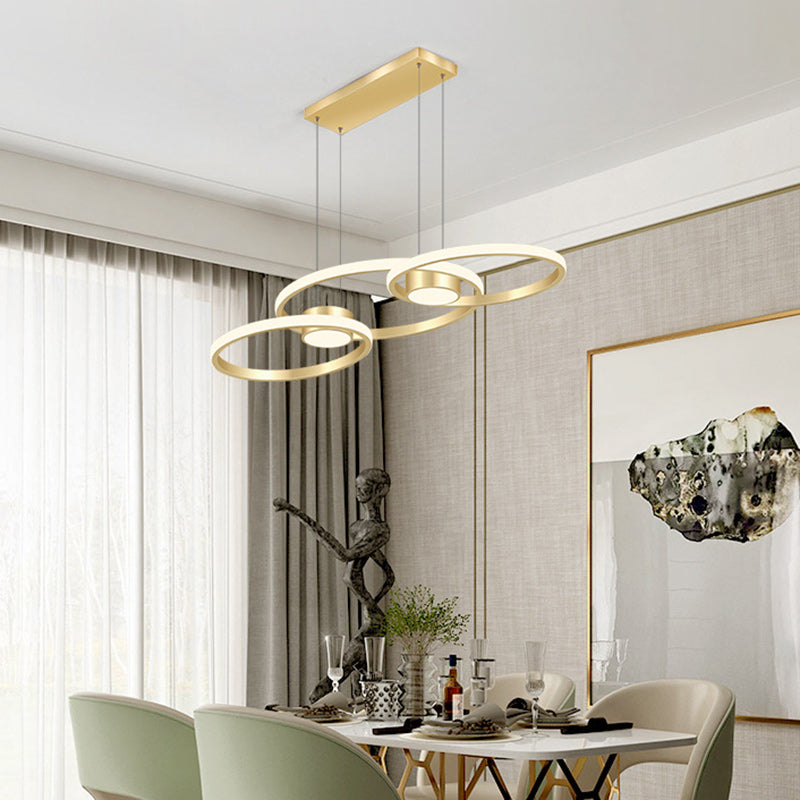 Contemporary Scandinavian Round Circle Aluminum LED Island Light Chandelier For Dining Room