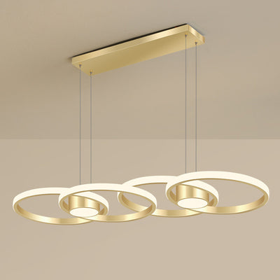 Contemporary Scandinavian Round Circle Aluminum LED Island Light Chandelier For Dining Room