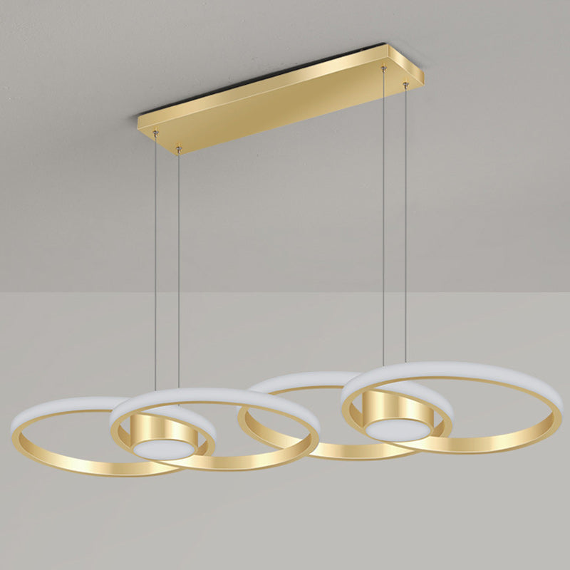 Contemporary Scandinavian Round Circle Aluminum LED Island Light Chandelier For Dining Room