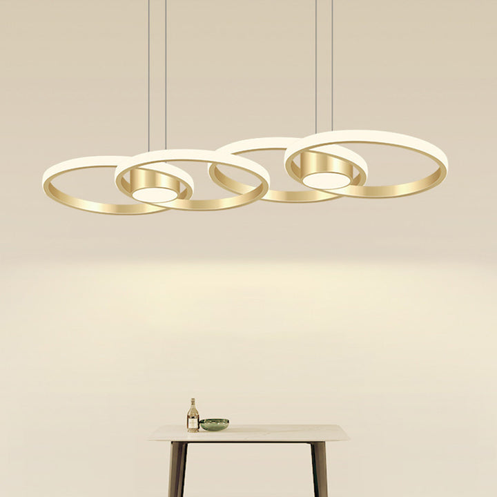 Contemporary Scandinavian Round Circle Aluminum LED Island Light Chandelier For Dining Room
