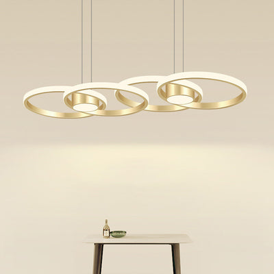 Contemporary Scandinavian Round Circle Aluminum LED Island Light Chandelier For Dining Room