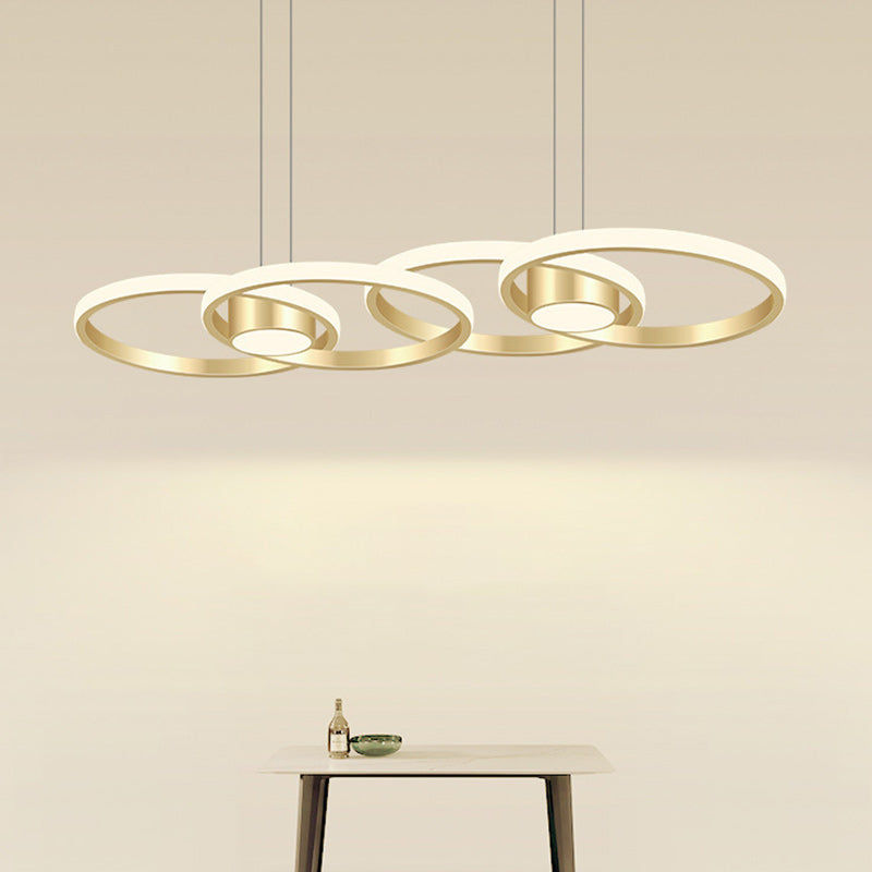 Contemporary Scandinavian Round Circle Aluminum LED Island Light Chandelier For Dining Room