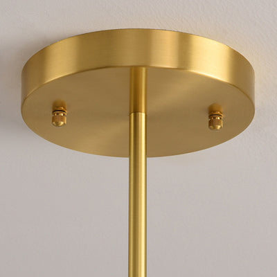 Contemporary Scandinavian Cream Persimmon Shape Round Copper Glass 3/6/8 Light Chandelier For Living Room