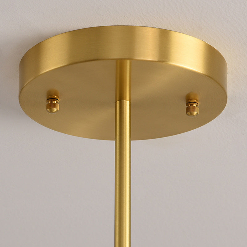 Contemporary Scandinavian Cream Persimmon Shape Round Copper Glass 3/6/8 Light Chandelier For Living Room